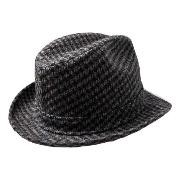 Vintage Pedigree Fifth Avenue New York Fedora Wool Hat L Large Gray Houndstooth - Picture 4 of 13